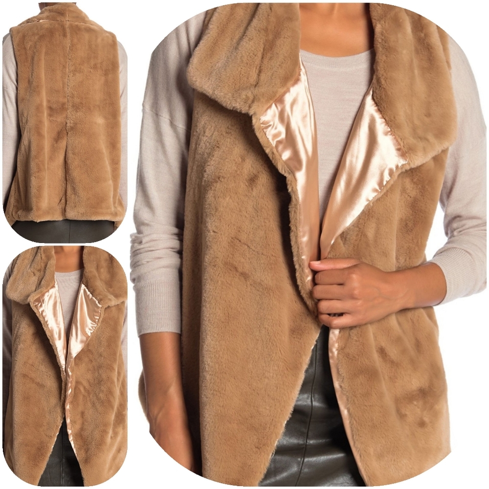 NEW XL Tan Faux Fur Vest Jacket
